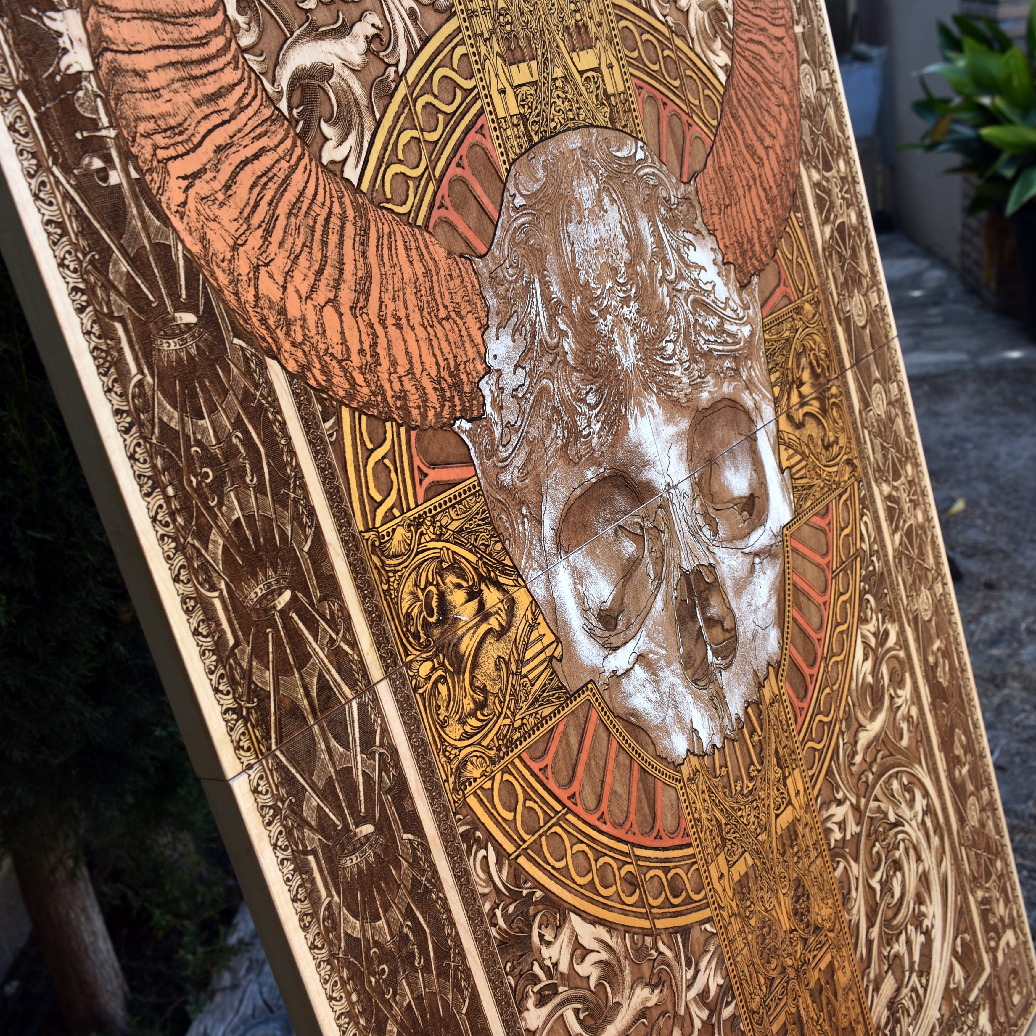 Cross Skull II  - Mega Large - 4 Wood Pieces