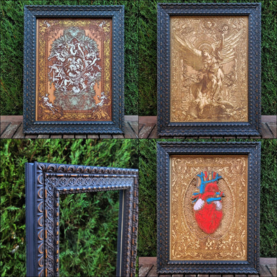 Gothic engraved wood art – gothic art, engraved wood, dark fantasy, skeleton design, artisan crafted
