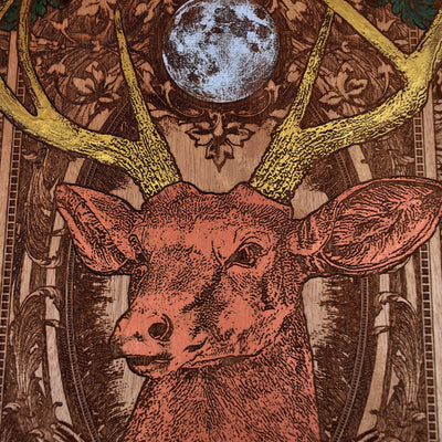 Gothic engraved wood art – gothic art, engraved wood, dark fantasy, skeleton design, artisan crafted