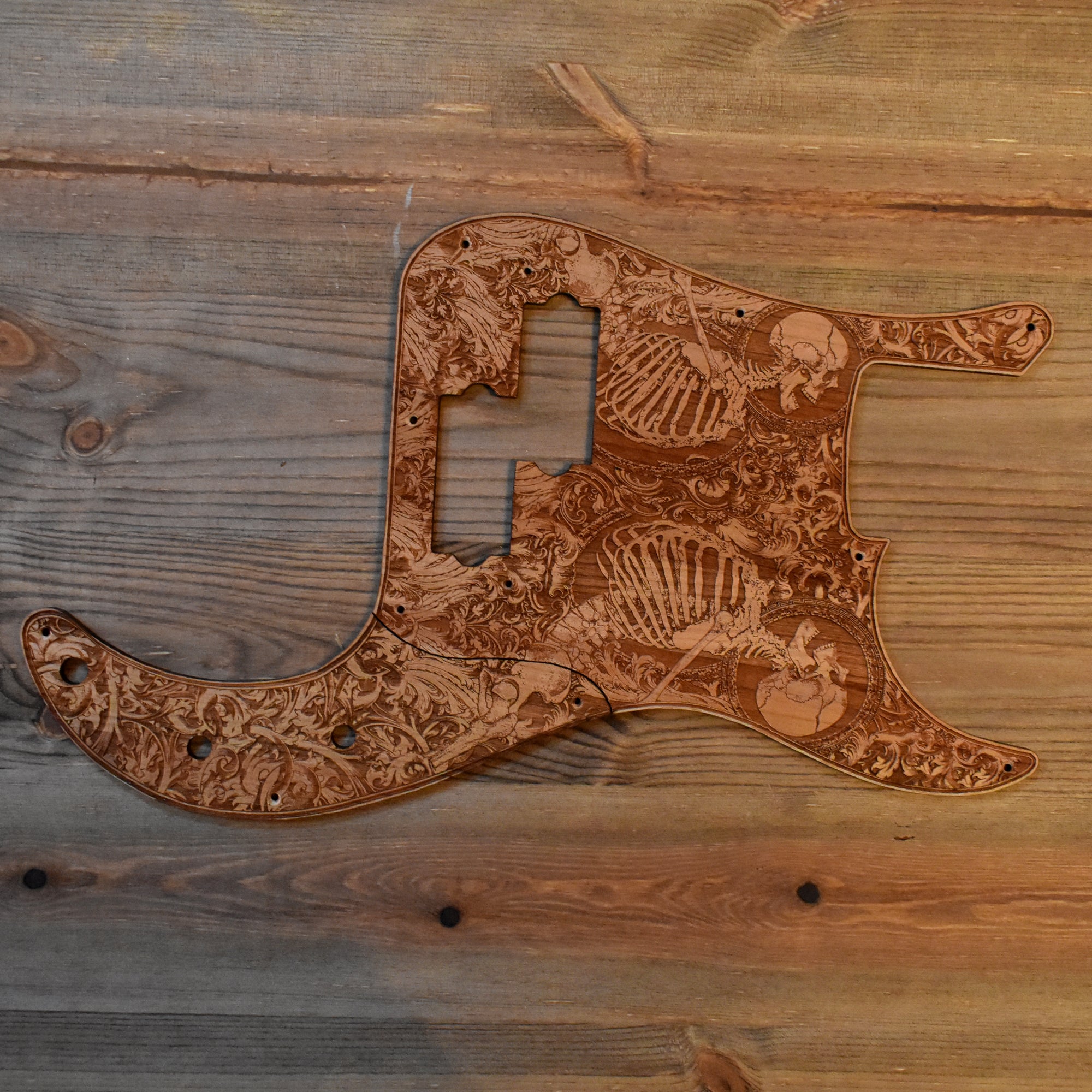 Fender Precision Bass guitar laser-engraved wooden pickguard