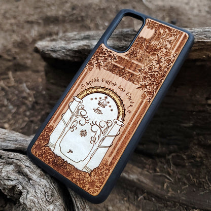 Wood Phone Case - Custom Symbol Design XI - White Hand Painted