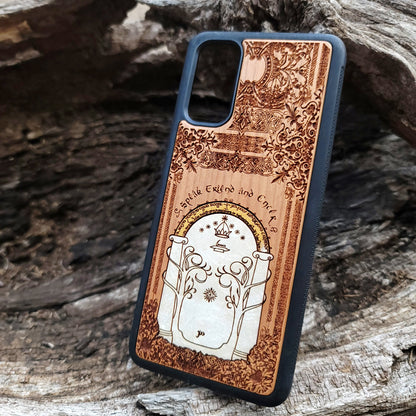Wood Phone Case - Custom Symbol Design XI - White Hand Painted