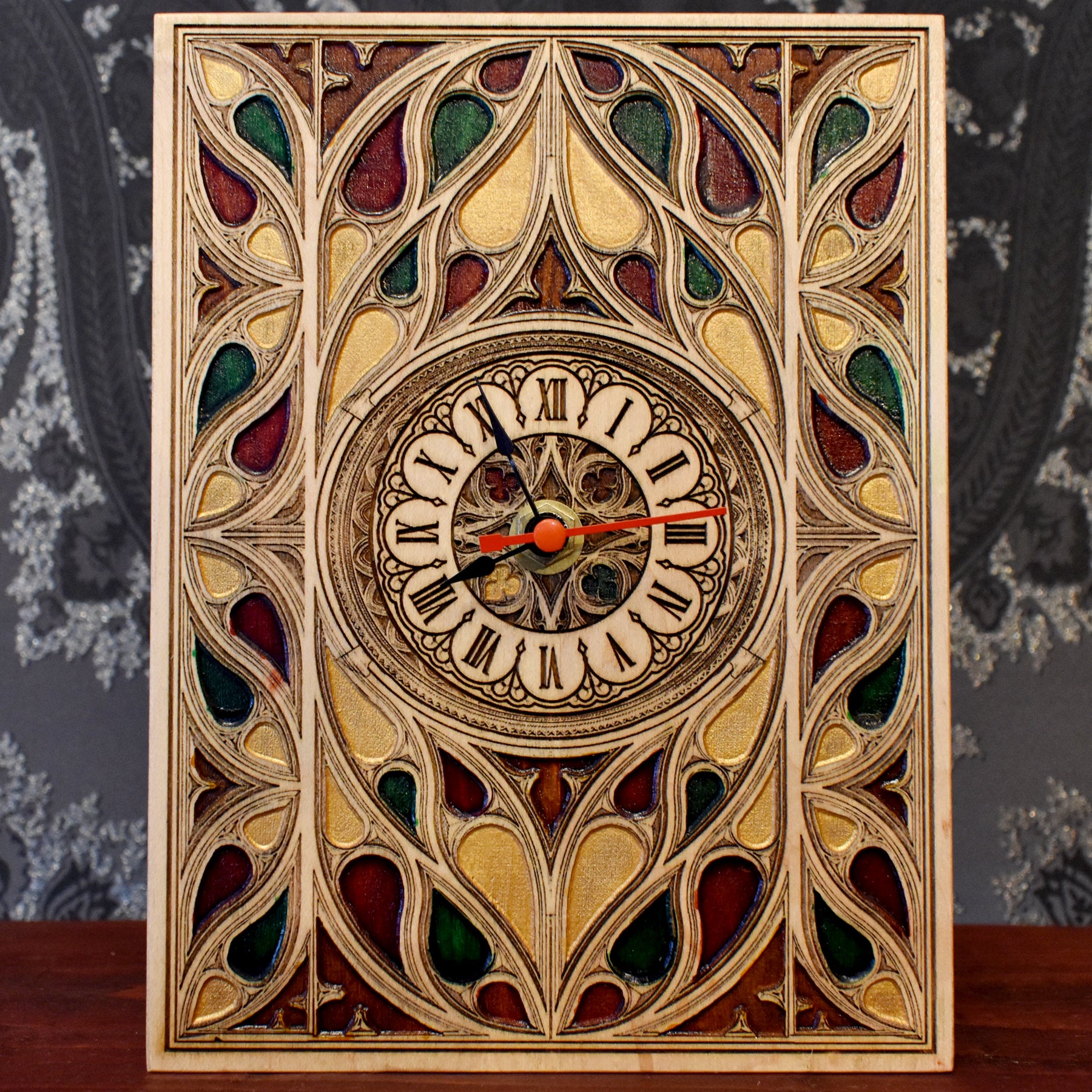 Gothic Window Real Time Clock Multicolored Mini