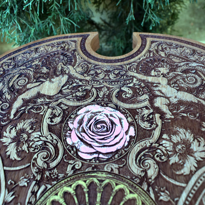 Gothic engraved wood art – gothic art, engraved wood, dark fantasy, skeleton design, artisan crafted