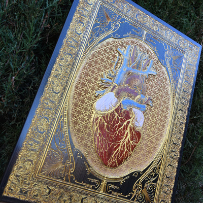 Gothic engraved wood art – gothic art, engraved wood, dark fantasy, skeleton design, artisan crafted