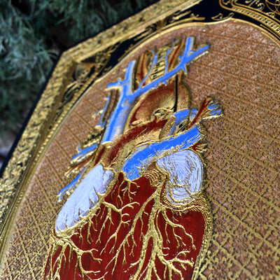 Gothic engraved wood art – gothic art, engraved wood, dark fantasy, skeleton design, artisan crafted