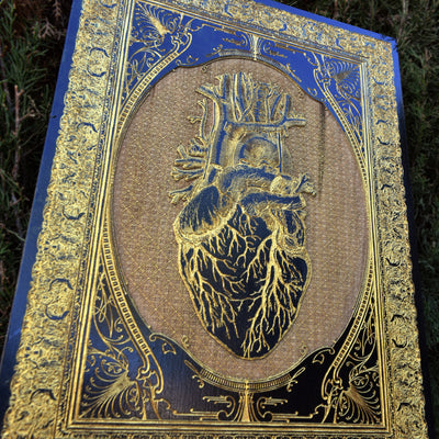 Gothic engraved wood art – gothic art, engraved wood, dark fantasy, skeleton design, artisan crafted