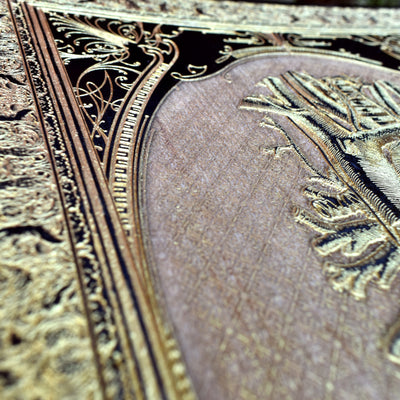 Gothic engraved wood art – gothic art, engraved wood, dark fantasy, skeleton design, artisan crafted