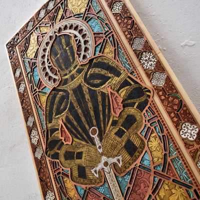 Honor Armour Color Variant - Mega Large - 4 Wood Pieces – gothic art, engraved wood, dark fantasy, skeleton design, artisan crafted