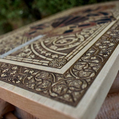 Limited edition gothic skull cross wood carving for home decor