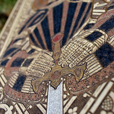 Unique gothic cross wall decor with skull engraving on wood