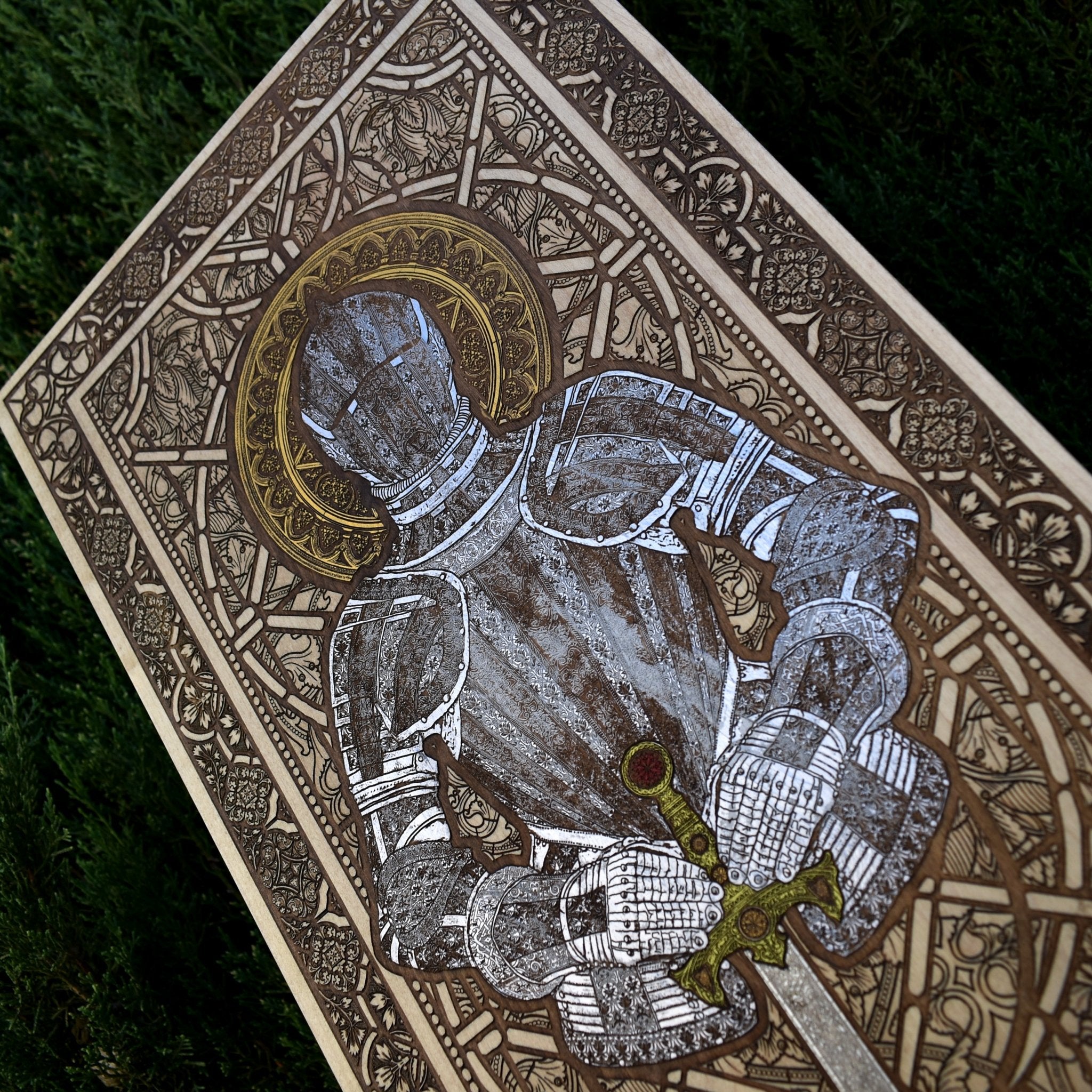 Handcrafted engraved wood warrior wall decor – limited edition