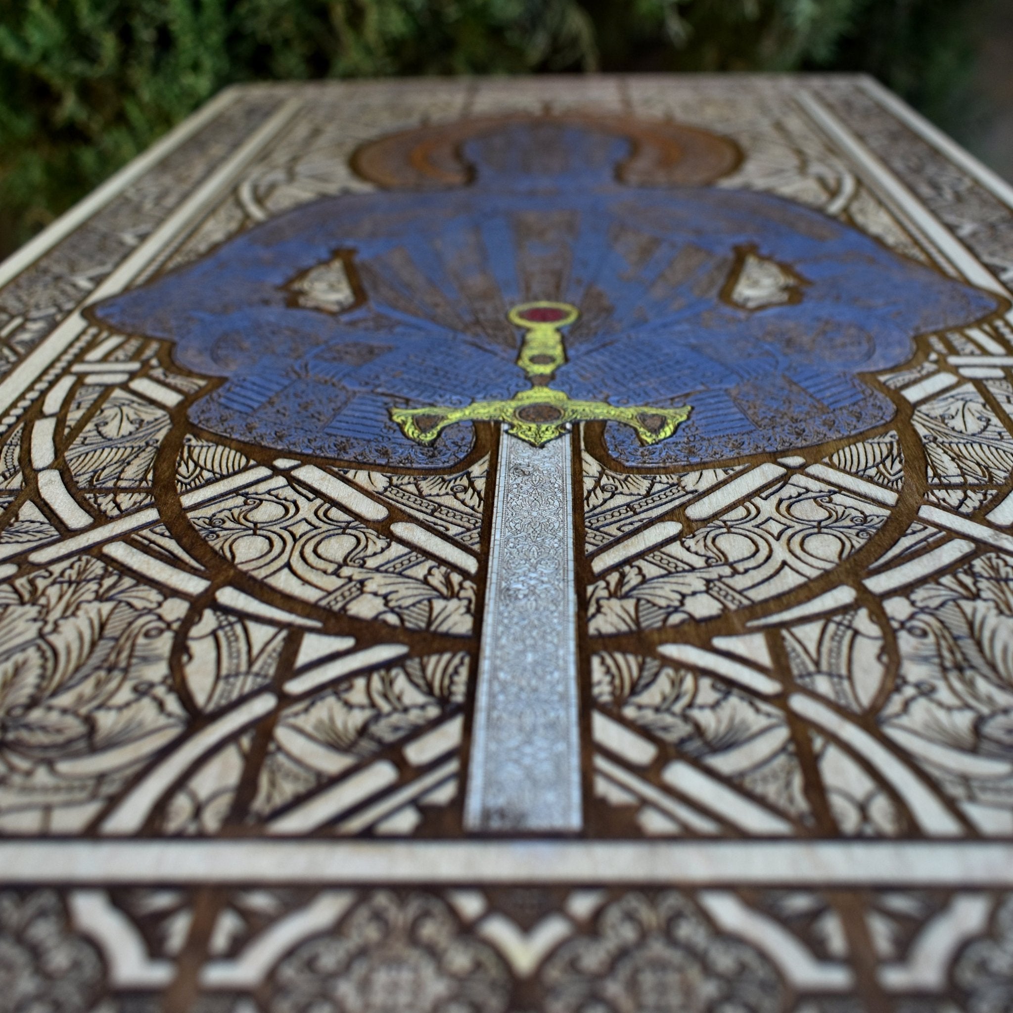 Gothic wooden warrior wall decor – handcrafted extra large edition