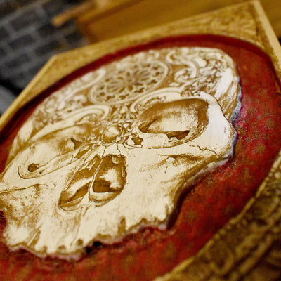 Unique handmade wooden skull artwork