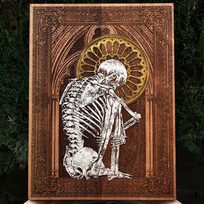 Isolation - Large - Limited Edition – gothic art, engraved wood, dark fantasy, skeleton design, artisan crafted