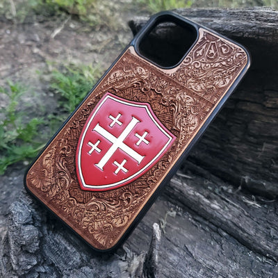 Painted Templar wood case Galaxy S iPhone  handmade