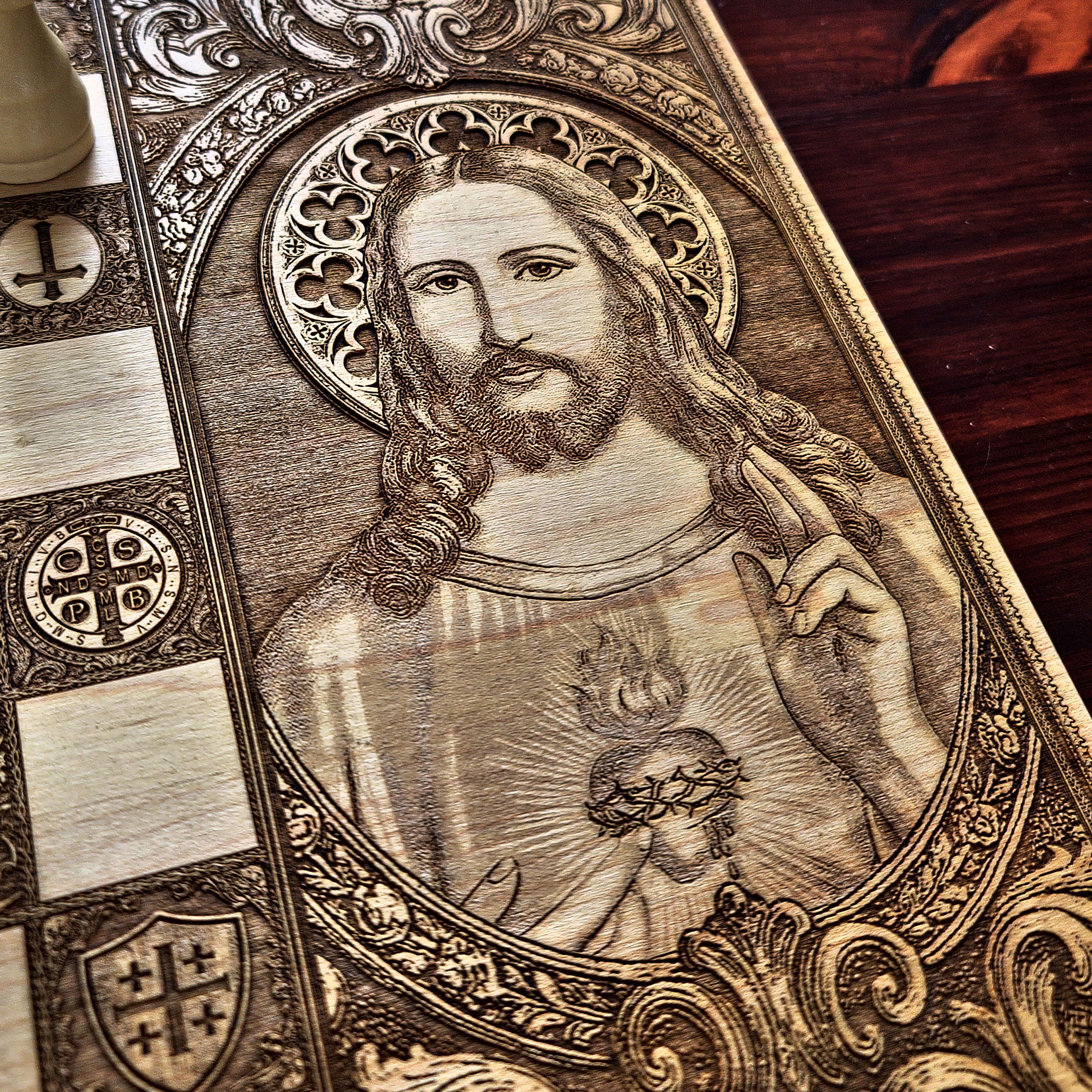 Jesus Christ & St Michael Chess Board