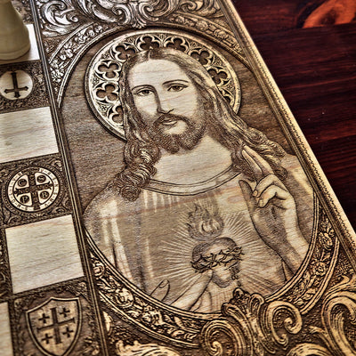Jesus Christ & St Michael Chess Board