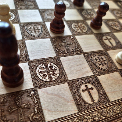 Jesus Christ & St Michael Chess Board