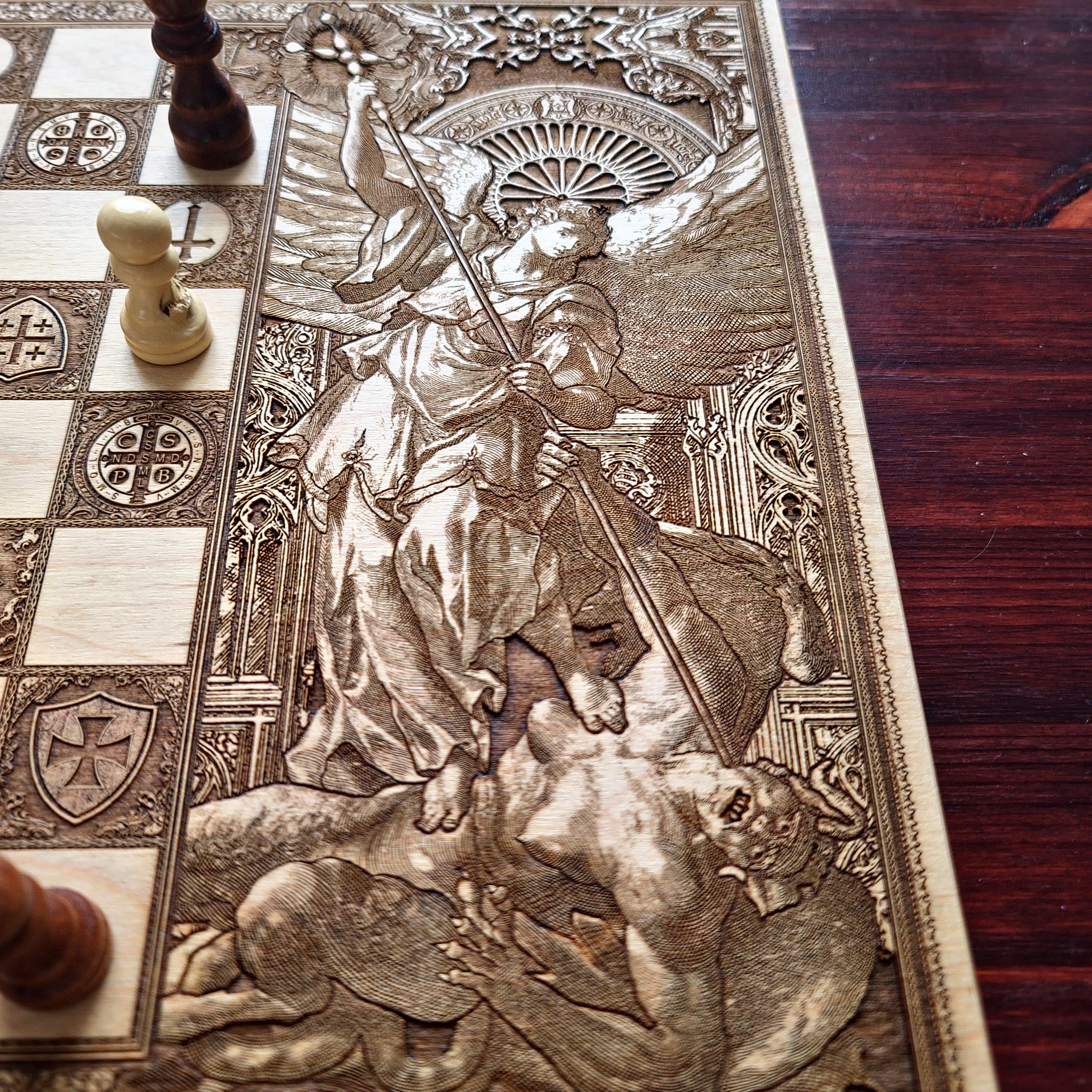 Jesus Christ & St Michael Chess Board