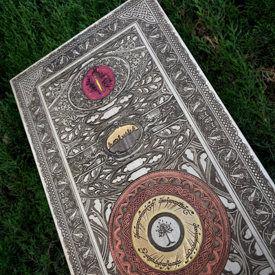 Gothic engraved wood art – gothic art, engraved wood, dark fantasy, skeleton design, artisan crafted