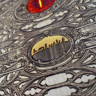 Gothic engraved wood art – gothic art, engraved wood, dark fantasy, skeleton design, artisan crafted