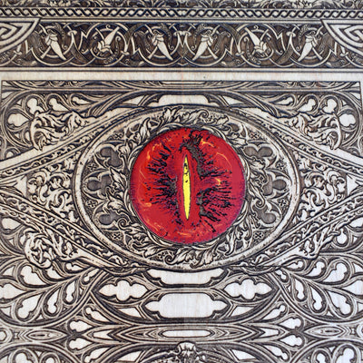 Gothic engraved wood art – gothic art, engraved wood, dark fantasy, skeleton design, artisan crafted