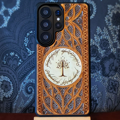 Wooden phone case for iPhone and Samsung Galaxy featuring a runic inscription and Gothic pattern design, laser-engraved for a unique look. Slim, durable, and compatible with iPhone 17, 16, 15, 14, 13, 12, 11 Pro Max Mini, and Samsung Galaxy S26, S25, S24, S23, S22, S21, S20 Ultra, Plus, Note 20. Order now for a stylish and functional phone upgrade!