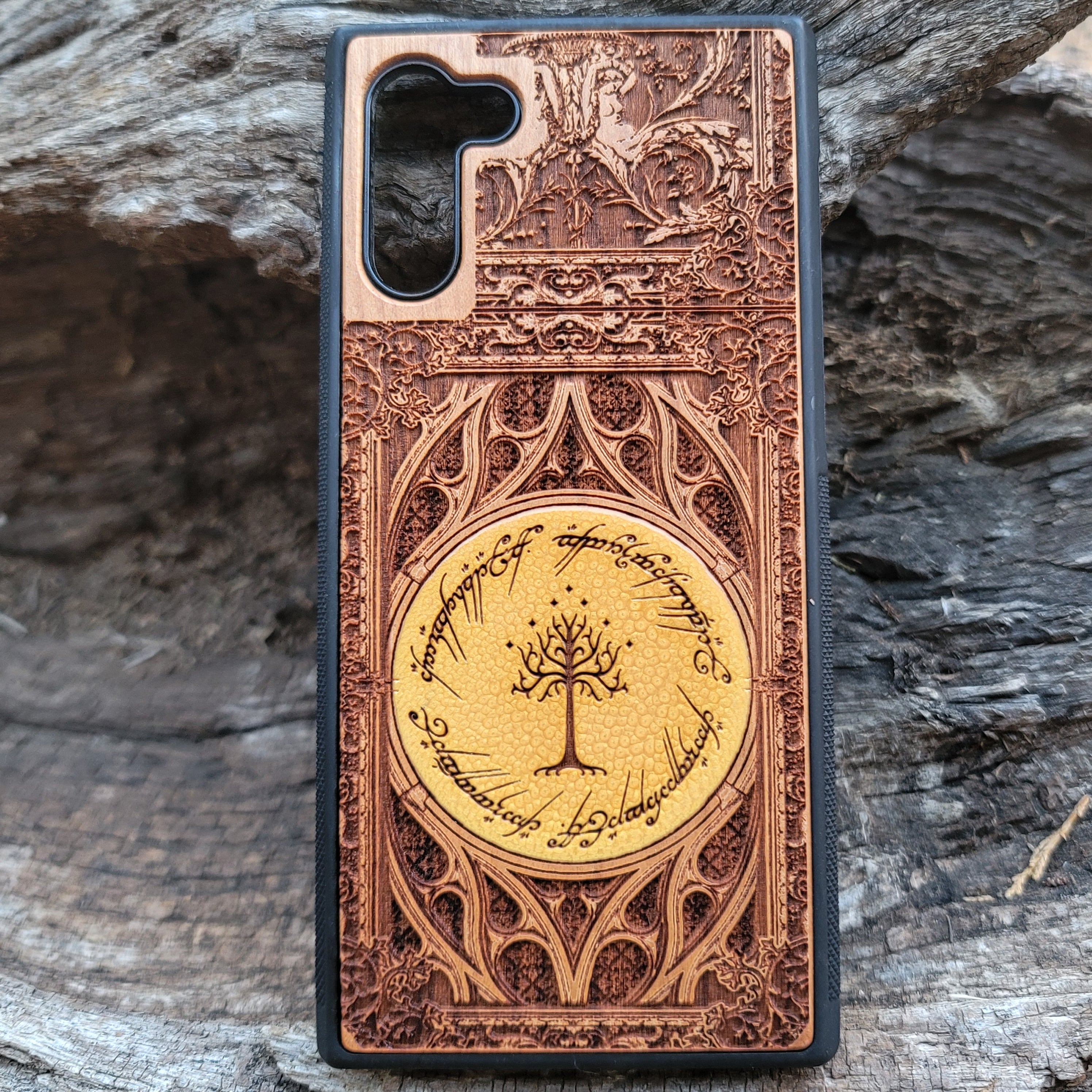 Wood Phone Case - Gothic Pattern Design I Hand Painted