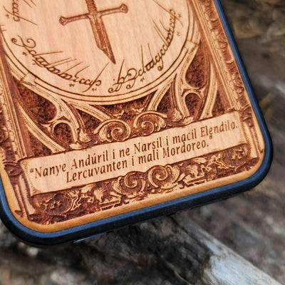 Unique sword and symbol wood phone case for iPhone & Galaxy models