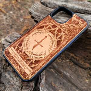 iPhone & Samsung Galaxy Wood Phone Case - LOTR Sword Gothic Pattern