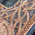 Load image into Gallery viewer, iPhone &amp; Samsung Galaxy Wood Phone Case -  LOTR IV Gothic Pattern Silver Hand Painted
