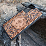 Load image into Gallery viewer, iPhone &amp; Samsung Galaxy Wood Phone Case -  LOTR IV Gothic Pattern Silver Hand Painted

