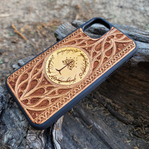 iPhone & Samsung Galaxy Wood Phone Case -  LOTR III Gothic Pattern Hand Painted