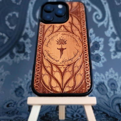 LOTR sword wood phone case laser engraved for iPhone and galaxy