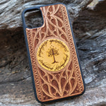 Load image into Gallery viewer, iPhone &amp; Samsung Galaxy Wood Phone Case -  LOTR III Gothic Pattern Hand Painted
