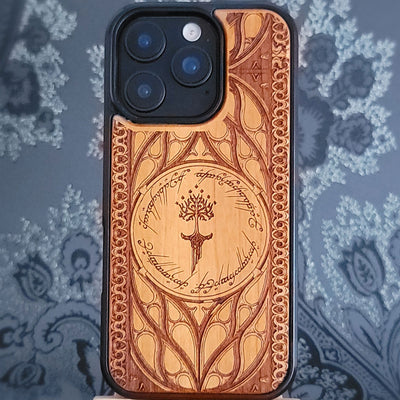 LOTR sword wood phone case laser engraved for iPhone and galaxy