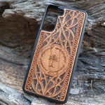 Load image into Gallery viewer, iPhone &amp; Samsung Galaxy Wood Phone Case -  LOTR IV Gothic Pattern Silver Hand Painted
