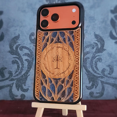 LOTR Wood Phone Case - Blue Hand Painted