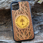 Load image into Gallery viewer, iPhone &amp; Samsung Galaxy Wood Phone Case -  LOTR V Gothic Pattern Hand Painted
