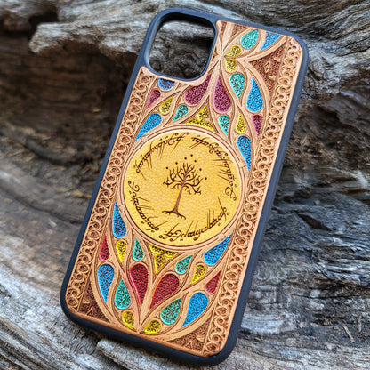 Wood Phone Case - Gothic Pattern Design VII Hand Painted