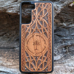 Load image into Gallery viewer, iPhone &amp; Samsung Galaxy Wood Phone Case -  LOTR IV Gothic Pattern Silver Hand Painted
