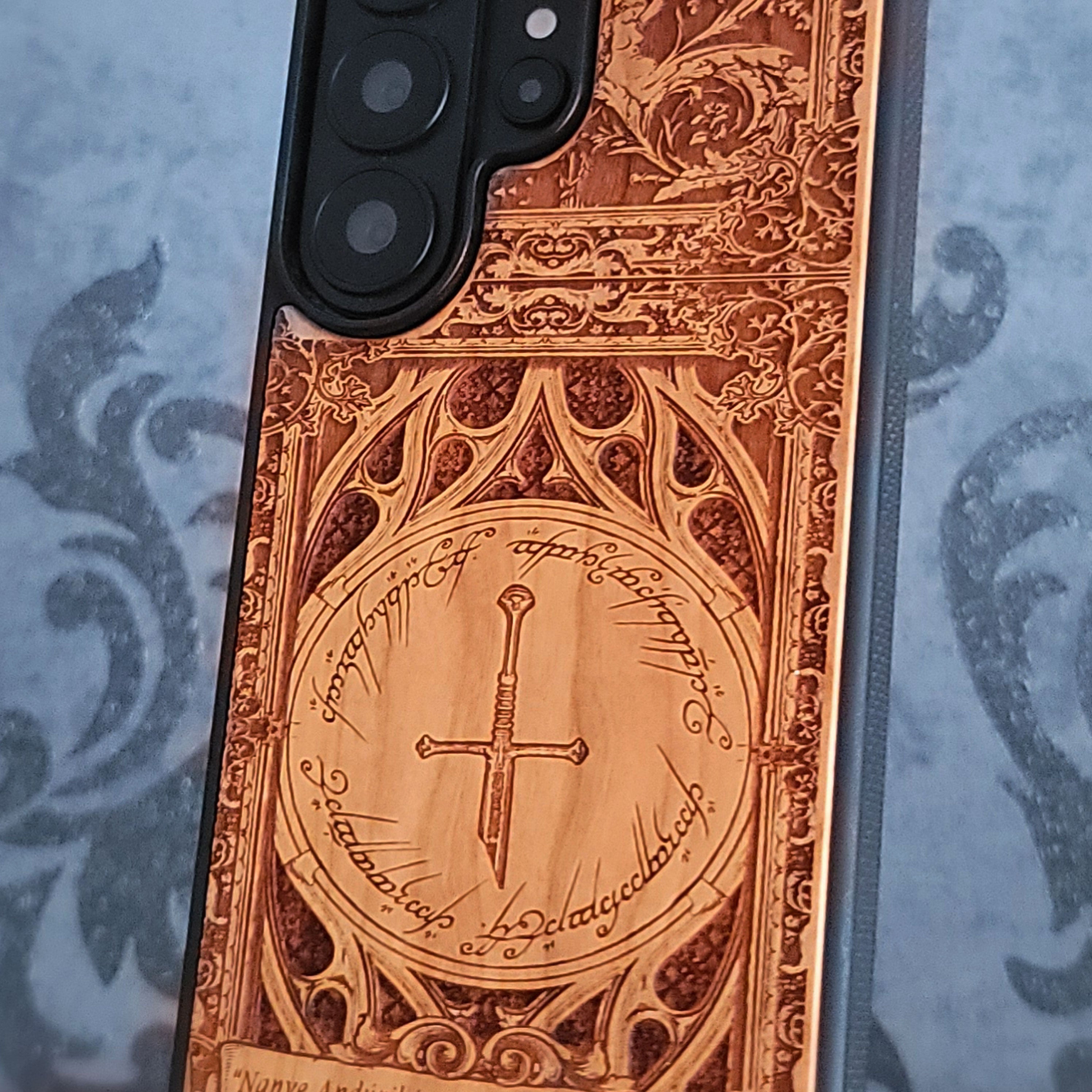 Broken Sword LOTR Wood Phone Case - Gothic Pattern