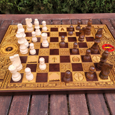 Gothic engraved wood art – gothic art, engraved wood, dark fantasy, skeleton design, artisan crafted