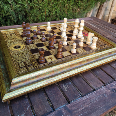 Gothic engraved wood art – gothic art, engraved wood, dark fantasy, skeleton design, artisan crafted