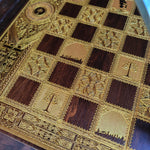 Load image into Gallery viewer, LOTR Chess &amp; Checkers Wood Board Game Set - Tournament Size Walnut &amp; Gold 2.12&quot; – 54 mm Square
