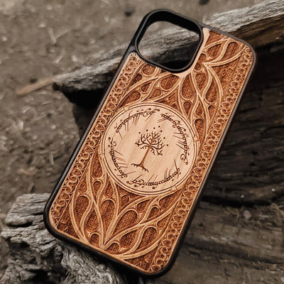 Handcrafted Lord of the Rings wood phone case for iPhone & Galaxy models