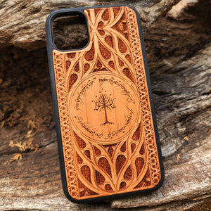 iPhone & Samsung Galaxy Wood Phone Case - LOTR 2 Gothic Pattern