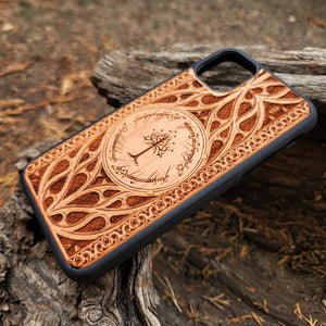 iPhone & Samsung Galaxy Wood Phone Case - LOTR 2 Gothic Pattern