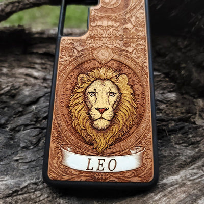 Wooden horoscope case for Leo star sign lovers
